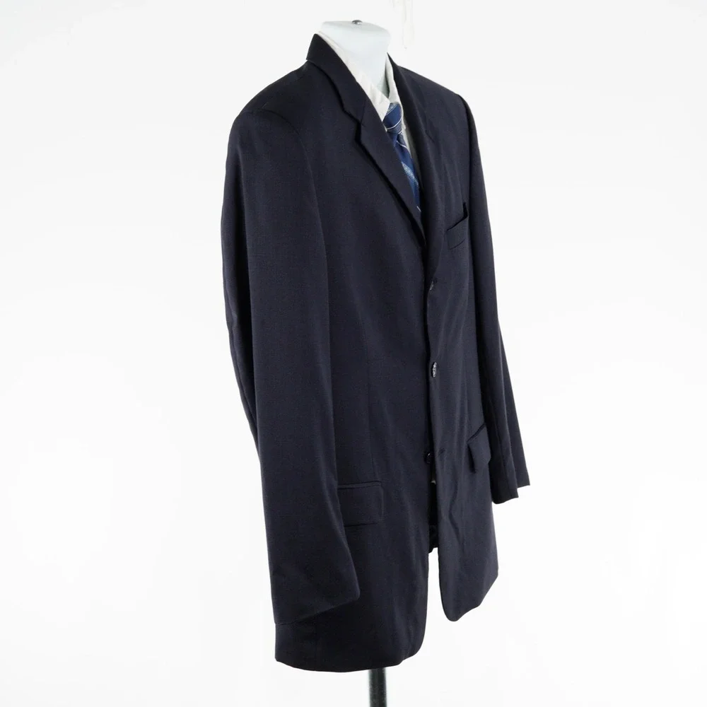 Pierre Cardin Men's Blue Worsted Wool Micro Check 3 Button Blazer 38R Tagged 40R